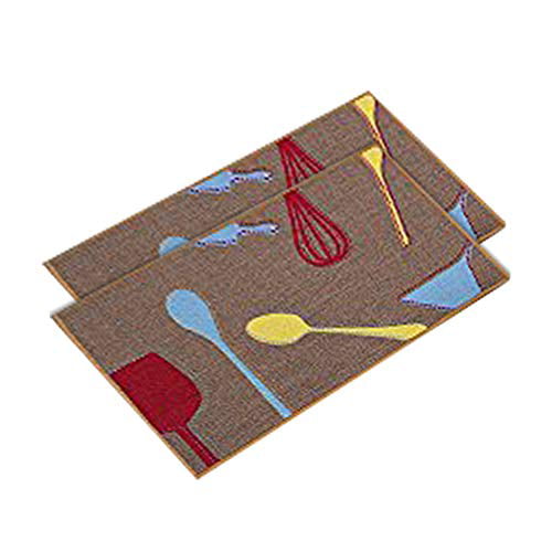 Brown 15x47+15x23 Carvapet 2 Pieces Non-Slip Kitchen Mat Set Rubber Backing Doormat Runner Rug Set Coffee Design 
